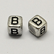 Perles européennes de lettre plaquées argent antique à gros trou PACR-Q099-01B-1