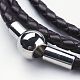 Three Loops Braided Leather Cord Wrap Bracelets BJEW-F291-12B-2