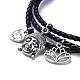 Three Loops Braided Leather Cord Wrap Bracelets BJEW-JB04245-01-2