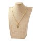 Wooden Covered with Imitation Burlap Necklace Displays NDIS-K001-B15-3