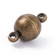 Round Brass Magnetic Clasps with Loops X-MC019-AB-3