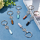 DELORIGIN 6Pcs Round Crystal Natural & Synthetic Keychain KEYC-DR0001-01-4