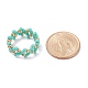 4個4色ガラスシードビーズ編みこみフィンガー指輪セット女性用  レッド  usサイズ8 1/2(18.5mm) RJEW-JR00419-7