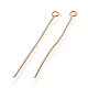 304 Stainless Steel Eye Pins, Golden, 40x0.7mm, Hole: 2mm
