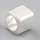 真鍮製スペーサービーズ  長持ちメッキ  丸い穴のある立方体  925銀メッキ  2x2x2mm  穴：1.2mm KK-O133-209A-S-3
