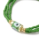 4 pièces 4 couleurs graines de verre triple couche bracelets extensibles ensemble avec chalumeau mauvais œil chalumeau perlé BJEW-TA00286-4