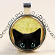 Kitten Theme Glass Pendant Necklaces NJEW-N0051-014B-02-1