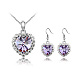 Real 18K Platinum Plated Alloy Heart Austrian Crystal Jewelry Sets SJEW-DD0001-045D-1
