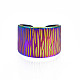 Ion Plating(IP) Rainbow Color 304 Stainless Steel Texture Open Cuff Ring RJEW-S405-258M-2