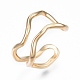 Brass Double Line Wave Open Cuff Ring for Women RJEW-T001-89G-3