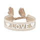 Silicone Word Love Pattern Braided Cord Bracelet with Polyester Tassels VALE-PW0001-032A-1