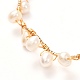 Brazalete trenzado de perlas naturales para niña mujer BJEW-JB06830-01-4
