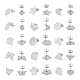 Unicraftale 30 шт. 15 стильные текстурированные серьги-гвоздики 304 шестигранные штифты для сережек из нержавеющей стали гипоаллергенные серьги-гвоздики со звездой и луной STAS-UN0002-32-1