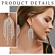 ANATTASOUL 2 Pairs 2 Colors Natural Pearl Beaded & Rhinestone Chains Tassel Earrings EJEW-AN0004-23-3