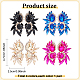 ANATTASOUL 4 Pairs 4 Colors Rhinestone Mask Shape Stud Earrings EJEW-AN0002-59-7