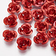 Perles en aluminium, Flower 3 pétales, rouge, 7x4mm, Trou: 0.8mm, environ 950 pcs / sachet 