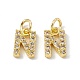 Real 18K Gold Plated Brass Micro Pave Clear Cubic Zirconia Charms KK-E068-VB452-N-2