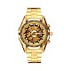 合金の腕時計ヘッド機械式時計  ステンレス製の時計バンド付き  ゴールドカラー  220x20mm  ウォッチヘッド：54x51x15mm  ウオッチフェス：35mm WACH-L044-04G-1