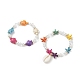 2 Uds. Conjunto de pulseras elásticas con cuentas de perlas de vidrio y turquesa sintética (teñidas) de 2 estilos de estrella de mar y tortuga BJEW-JB08994-4