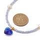 Collana con pendente in vetro a cuore con perle naturali e catene di perline NJEW-JN04343-4