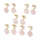 5 Pair 5 Style Natural Rose Quartz Heart Dangle Stud Earrings EJEW-JE05083-1