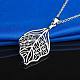 Simple Real Platinum Plated Eco-Friendly Brass Hollow Leaf Pendant Necklaces NJEW-AA00076-02P-6