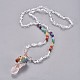 Colliers avec pendentif en perles de cristal de quartz naturel NJEW-K116-A08-1