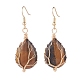 Teardrop Gemstone with Tree Dangle Earrings EJEW-JE04867-3