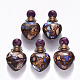 Colgantes de botellas de perfume que se pueden abrir con broncita natural y jaspe imperial sintético ensamblados en forma de corazón G-R484-01E-1