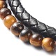 Bracelets multi-rangs en perles rondes en oeil de tigre naturel BJEW-JB06571-02-6