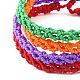 4 pulsera de cordón trenzado de flor de durazno de 4 colores. BJEW-JB07609-4