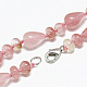 Cherry Quartz Glass Beaded Necklaces NJEW-S389-04-2
