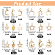 SUPERFINDINGS 12Pcs 6 Styles Brass Cubic Zirconia Sun Moon and Star Charms Rhinestone Starry Dangle Charms Crystal Celestial Charm Pendants for DIY Jewelry Making ZIRC-FH0001-36-5