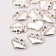Charms de corazón de estilo tibetano de tono plata antigua para el tema de boda X-TIBEP-N005-10B-2