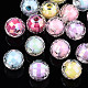 Transparente Acryl Perlen, Perle in Perlen, AB Farbe, facettiert rund, Mischfarbe, 8 mm, Bohrung: 2 mm