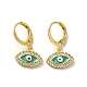 Evil Eye Real 18K Gold Plated Brass Dangle Leverback Earrings EJEW-Q797-01B-G-1