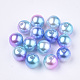 Cuentas de perlas de imitación de plástico ABS del arco iris X-OACR-Q174-6mm-02-1