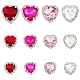 Superfindings 24 pz 12 stili cuore rosa serie cuce su strass di vetro DIY-FH0005-84-1