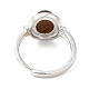 Овальное регулируемое кольцо из натурального драгоценного камня RJEW-A020-01P-4
