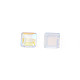ガラスラインストーンカボション  ネイルアートの装飾の付属品  多面カット  正方形  クリアAB  4x4x1.5mm MRMJ-N027-032A-3