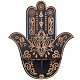 ハムサハンド木製クリスタル球ディスプレイスタンド  魔女のものウィカン祭壇の装飾  魔女用品の小さなトレイ  魔術のために  ブラック  250x54.5x300mm AJEW-WH0258-822A-1