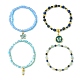 Set di braccialetti elasticizzati con pietre preziose miste naturali e semi di perline da 4 pz BJEW-JB09606-03-3
