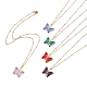5 Stück 5-farbige Schmetterlings-Anhänger-Halsketten aus Glas mit 304 Edelstahl-Satellitenketten für Frauen NJEW-JN04146-1