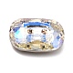 2-Hole Rectangle Glass Rhinestone Buttons BUTT-D001-K-4