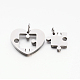 Amanti gioielli paio di cuore di San Valentino in acciaio inox con 304 puzzle divise ciondoli STAS-E090-46P-2