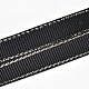 ギフト包装ラッピング用ポリエステルグログランリボン  シルバーワイヤードエッジリボン  ブラック  3/8インチ（9mm）  約100ヤード/ロール（91.44メートル/ロール） SRIB-L022-009-030-1