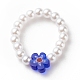 Imitazione plastica perla e collana braccialetto anello dito con perline di vetro millefiori SJEW-JS01239-7