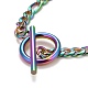 Ионное покрытие (ip) радужный цвет 304 браслеты из нержавеющей стали с цепочкой для женщин или мужчин BJEW-A039-03MC-3