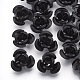 Aluminum Beads, 3-Petal Flower, Black, 7x4mm, Hole: 0.8mm, about 950pcs/bag