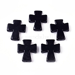Synthetic Turquoise Beads Strands, Dyed, Cross, Black, 35x30x7mm, Hole: 1mm, about 98pcs/1000g